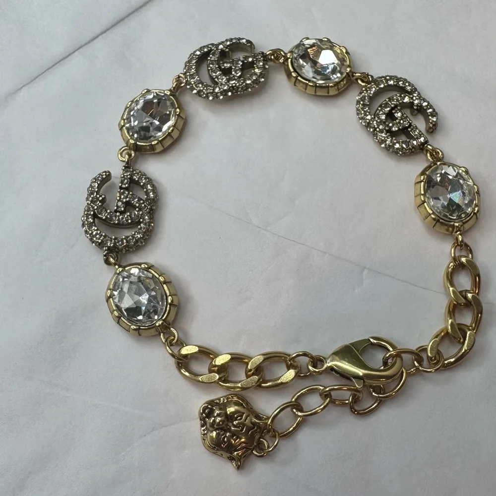 Gucci Crystal-Embellished Gold and Silver Bracelet - Picture 11 of 12